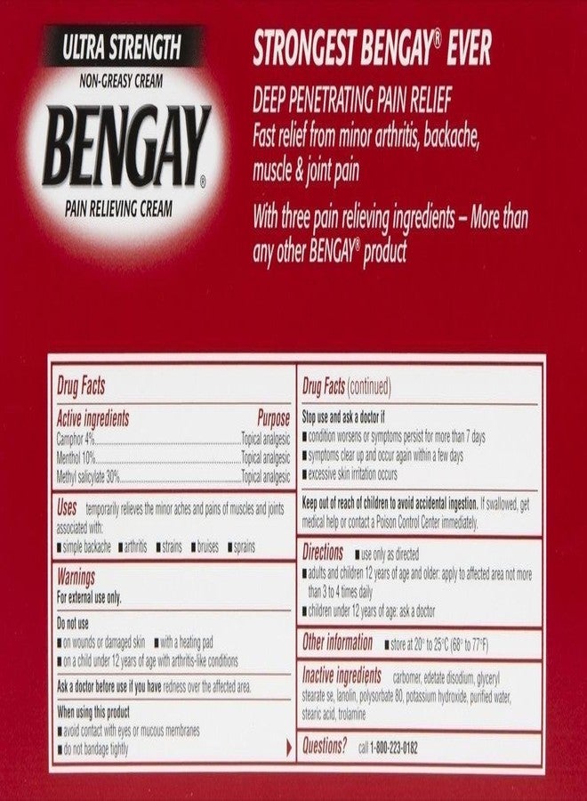 Bengay Ultra Stength Pain Relieving Cream, Non-Greasy-Ultra Strength, 2 pk - Image 2